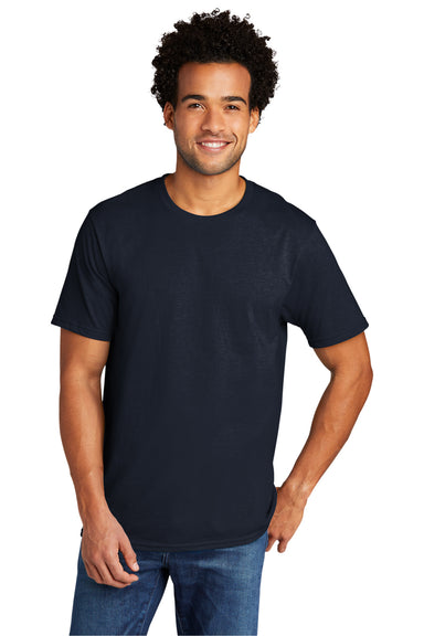 Port & Company PC330 Mens Short Sleeve Crewneck T-Shirt Deep Navy Blue Model Front