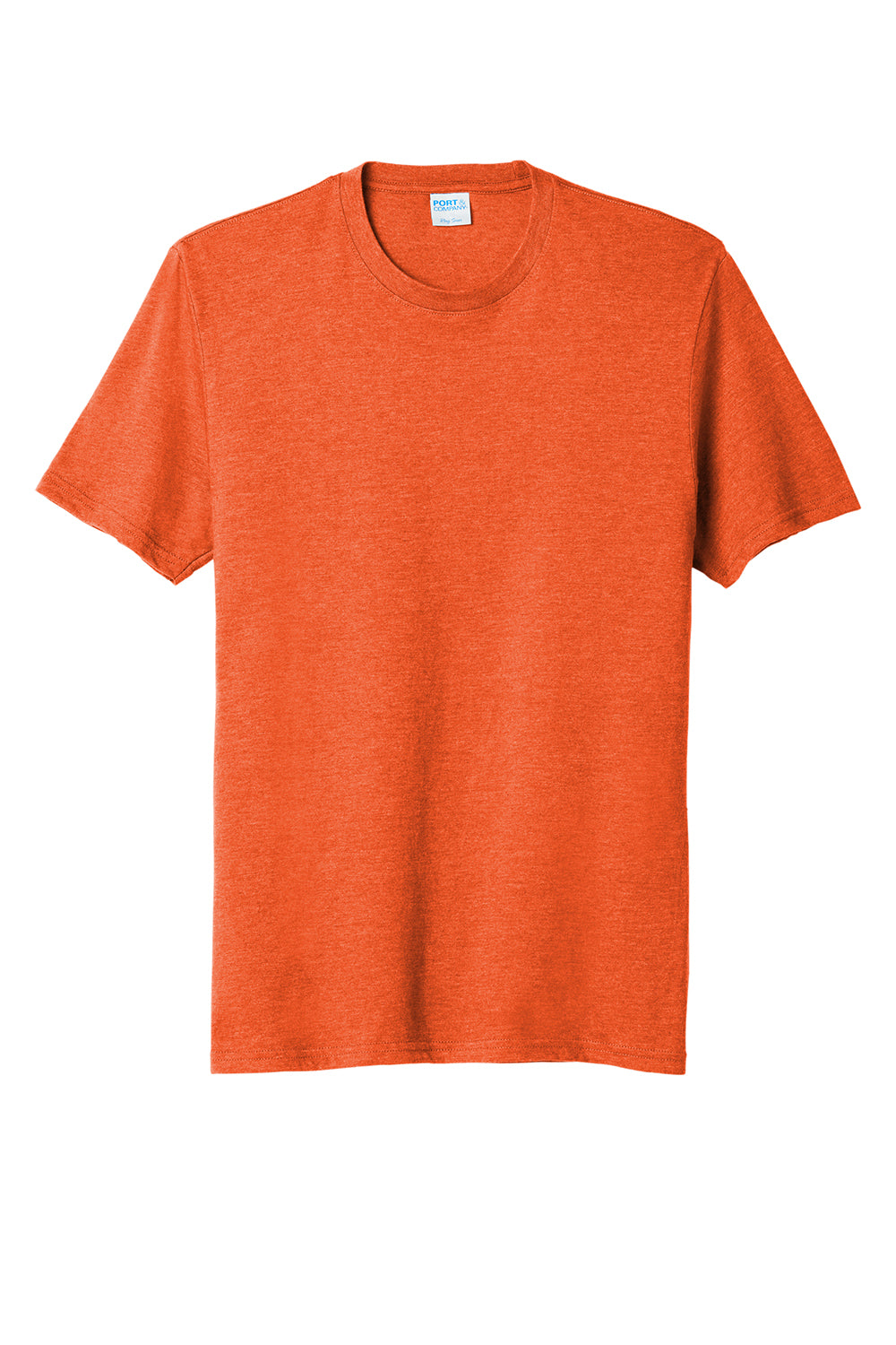 Port & Company PC330 Mens Short Sleeve Crewneck T-Shirt Heather Deep Orange Flat Front