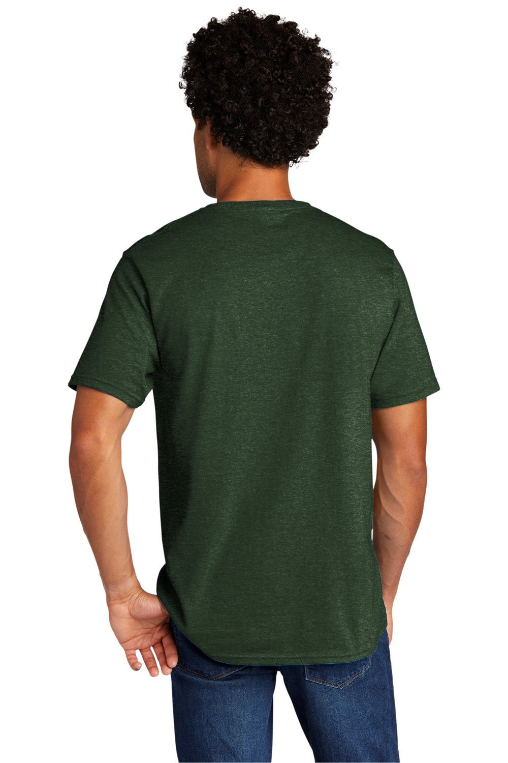 Port & Company PC330 Mens Short Sleeve Crewneck T-Shirt Heather Forest Green Model Back