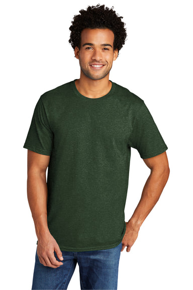 Port & Company PC330 Mens Short Sleeve Crewneck T-Shirt Heather Forest Green Model Front