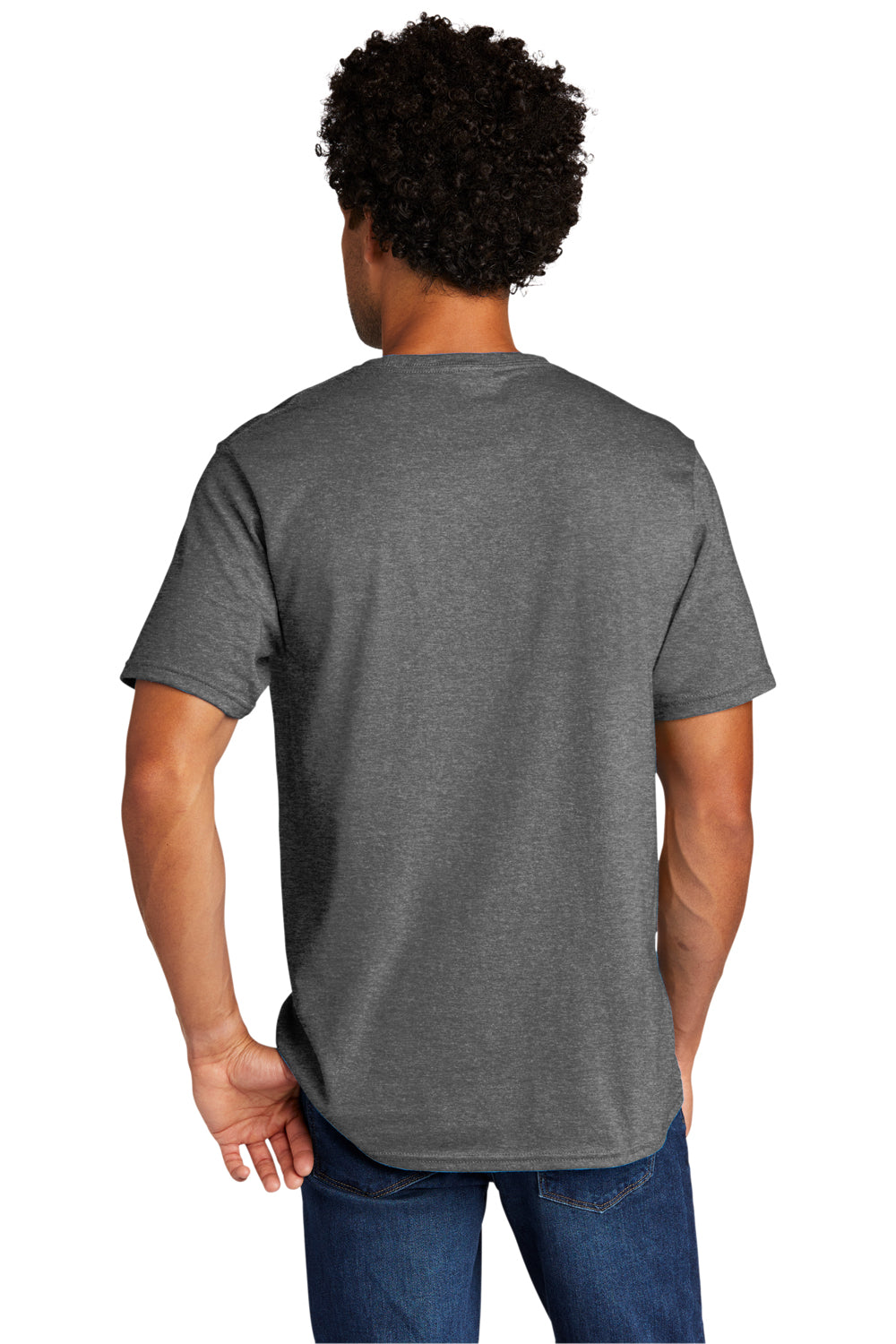 Port & Company PC330 Mens Short Sleeve Crewneck T-Shirt Heather Graphite Grey Model Back