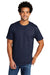 Port & Company PC330 Mens Short Sleeve Crewneck T-Shirt Heather Team Navy Blue Model Front