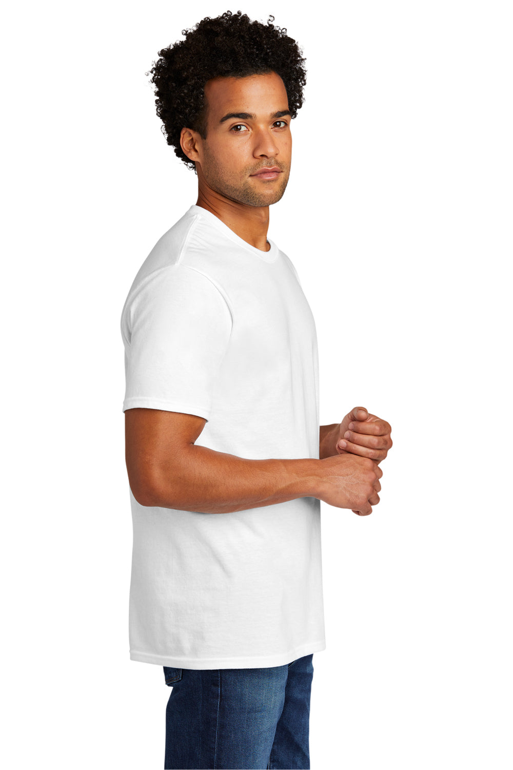 Port & Company PC330 Mens Short Sleeve Crewneck T-Shirt White Model Side