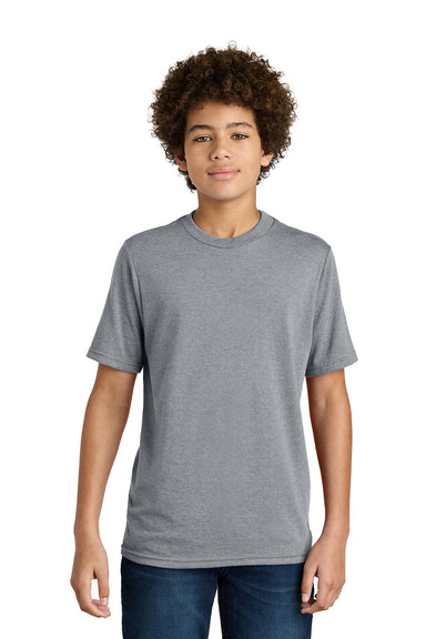 Port & Company PC340Y Youth CVC Short Sleeve Crewneck T-Shirt Heather Grey Model Front