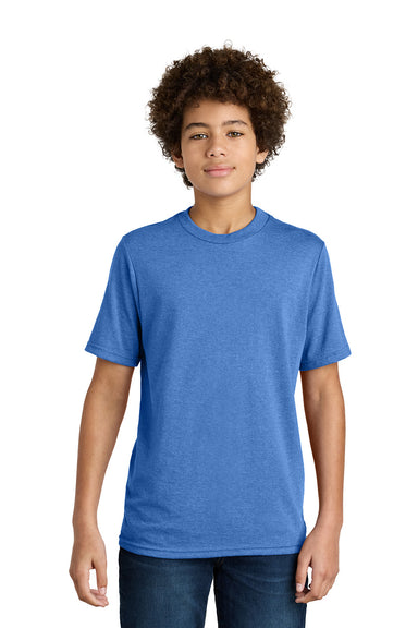 Port & Company PC340Y Youth CVC Short Sleeve Crewneck T-Shirt Heather Royal Blue Model Front