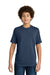 Port & Company PC340Y Youth CVC Short Sleeve Crewneck T-Shirt Heather Team Navy Blue Model Front