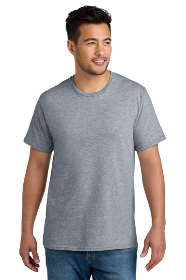 Port & Company PC340 Mens CVC Short Sleeve Crewneck T-Shirt Heather Grey Model Front