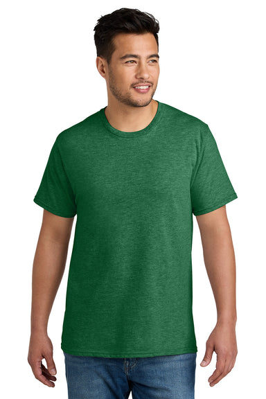 Port & Company PC340 Mens CVC Short Sleeve Crewneck T-Shirt Heather Athletic Kelly Green Model Front