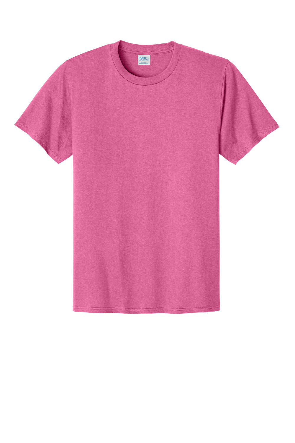 Port & Company PC340 Mens CVC Short Sleeve Crewneck T-Shirt Awareness Pink Flat Front