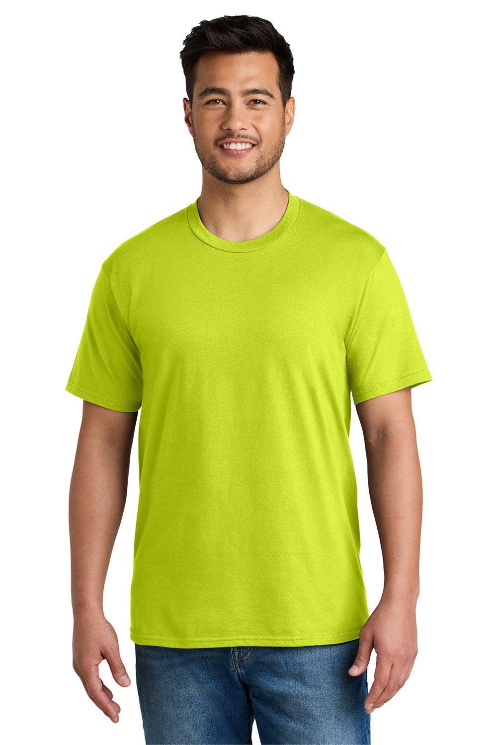 Port & Company PC340 Mens CVC Short Sleeve Crewneck T-Shirt Charge Green Model Front