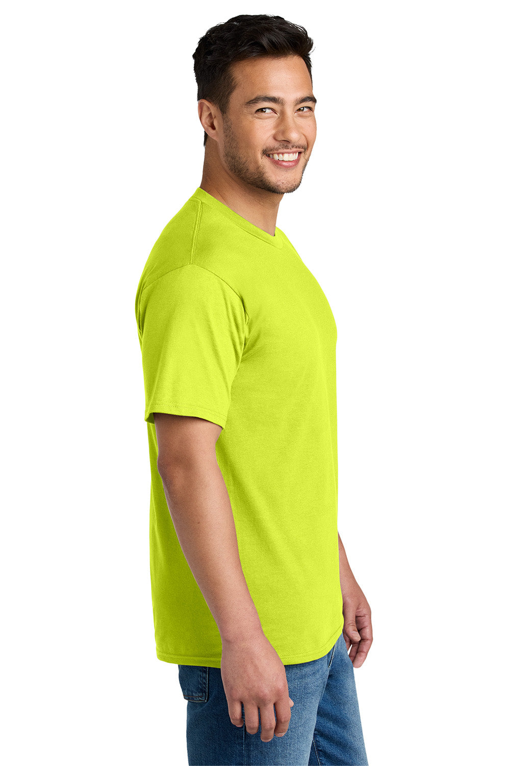 Port & Company PC340 Mens CVC Short Sleeve Crewneck T-Shirt Charge Green Model Side