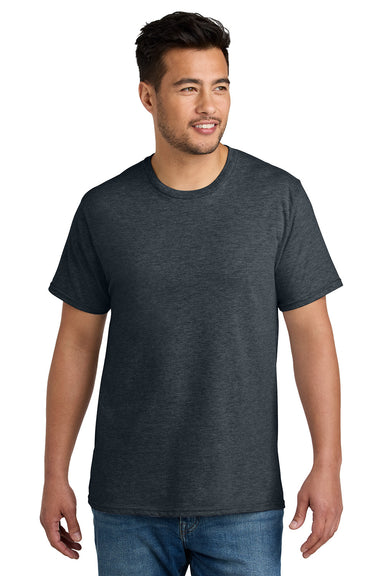 Port & Company PC340 Mens CVC Short Sleeve Crewneck T-Shirt Heather Dark Grey Model Front