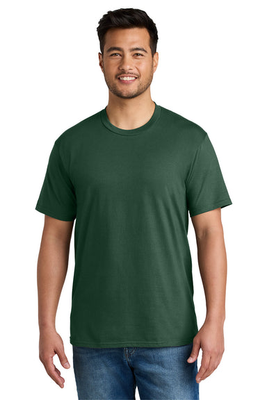 Port & Company PC340 Mens CVC Short Sleeve Crewneck T-Shirt Forest Green Model Front