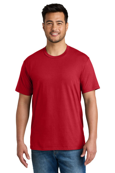 Port & Company PC340 Mens CVC Short Sleeve Crewneck T-Shirt Red Model Front