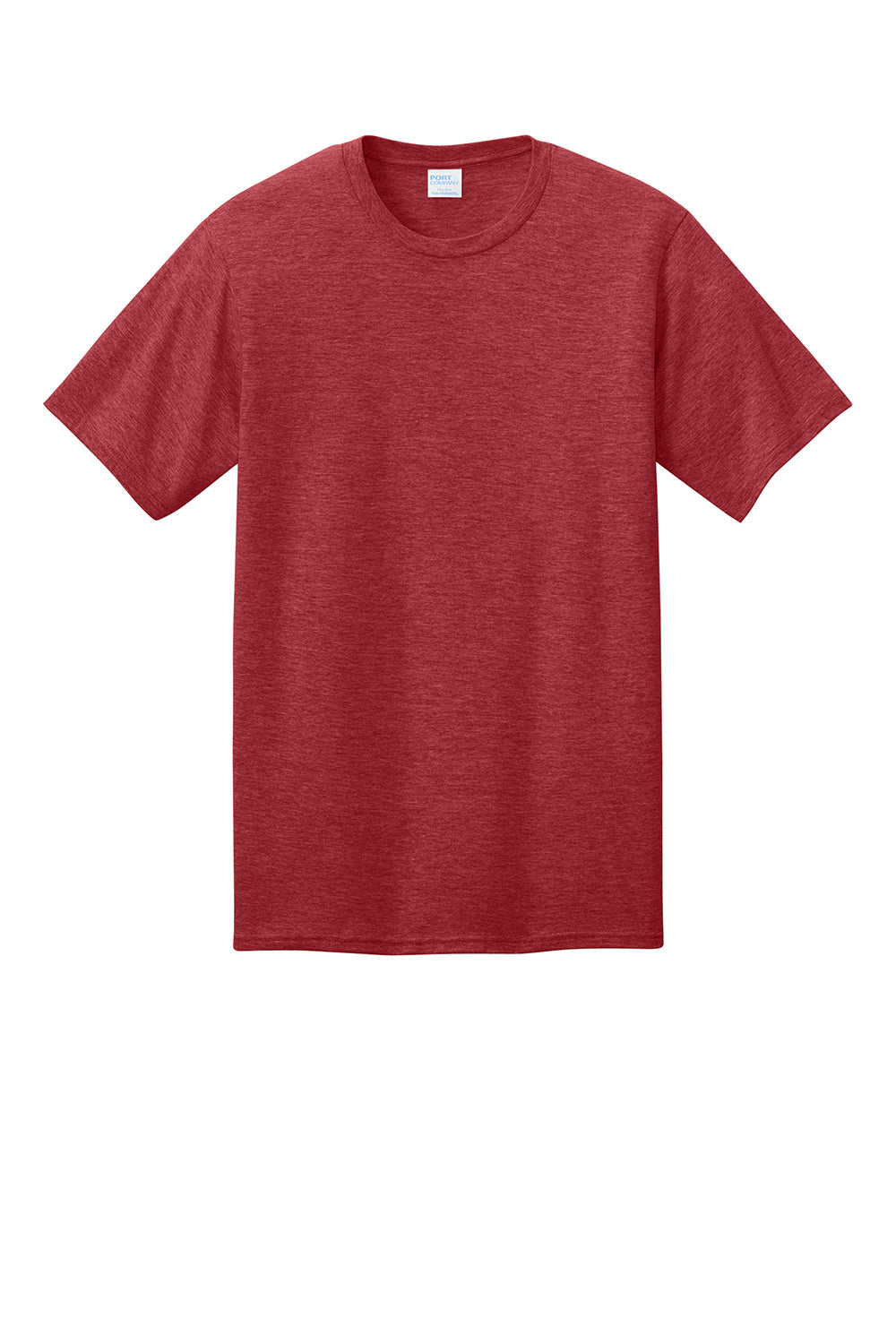 Port & Company PC340 Mens CVC Short Sleeve Crewneck T-Shirt Heather Team Cardinal Red Flat Front