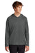 Port & Company PC380H Mens Performance Long Sleeve Hooded T-Shirt Hoodie Charcoal Grey Model Front