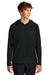 Port & Company PC380H Mens Performance Long Sleeve Hooded T-Shirt Hoodie Jet Black Model Front