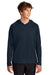 Port & Company PC380H Mens Performance Long Sleeve Hooded T-Shirt Hoodie True Navy Blue Model Front