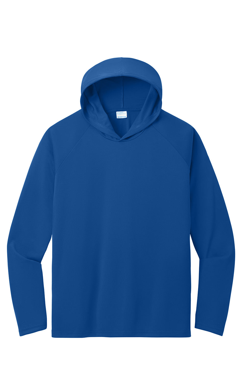 Port & Company PC380H Mens Performance Long Sleeve Hooded T-Shirt Hoodie True Royal Blue Flat Front