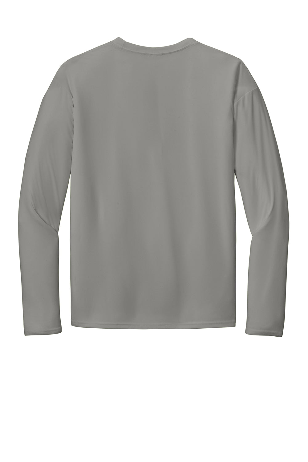 Port & Company PC380LS Mens Dry Zone Performance Moisture Wicking Long Sleeve Crewneck T-Shirt Concrete Grey Flat Back