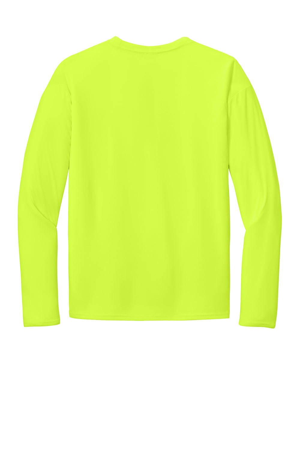 Port & Company PC380LS Mens Dry Zone Performance Moisture Wicking Long Sleeve Crewneck T-Shirt Neon Yellow Flat Back