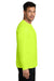 Port & Company PC380LS Mens Dry Zone Performance Moisture Wicking Long Sleeve Crewneck T-Shirt Neon Yellow Model Side