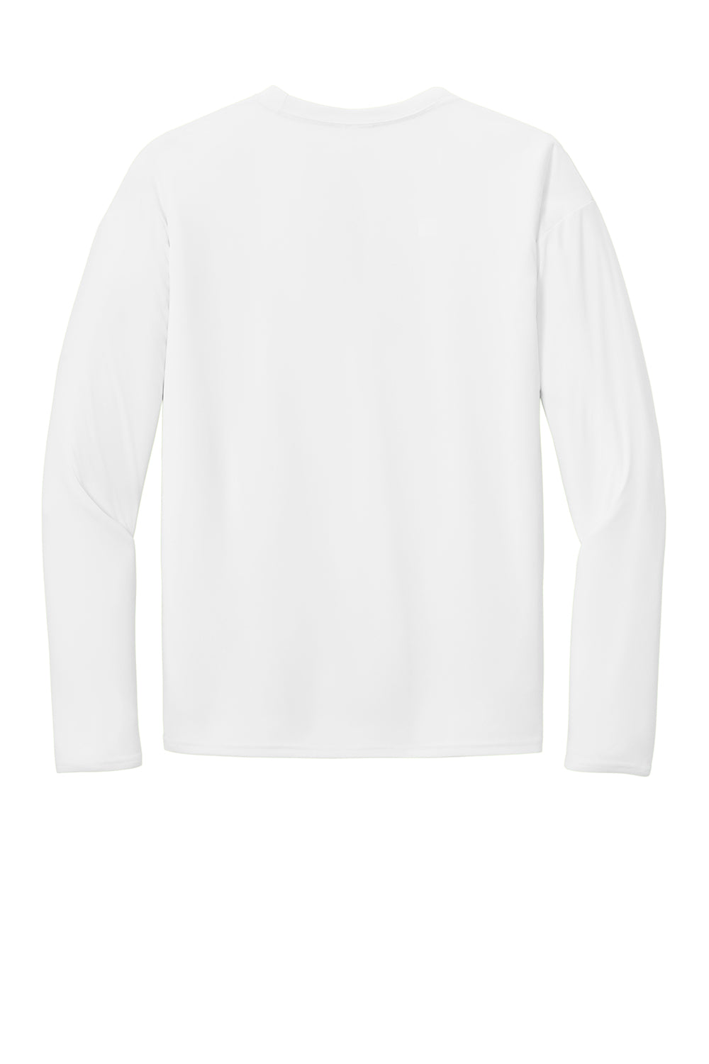 Port & Company PC380LS Mens Dry Zone Performance Moisture Wicking Long Sleeve Crewneck T-Shirt White Flat Back