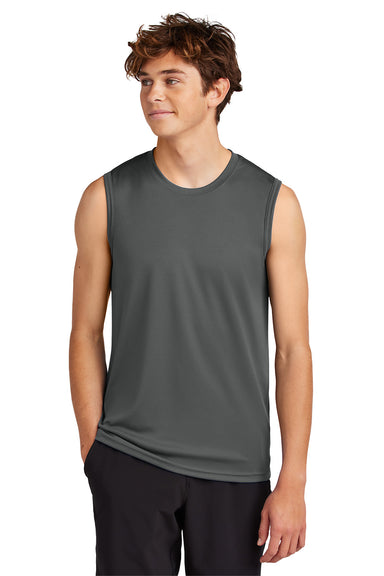 Port & Company PC380SL Mens Performance Tank Top Charcoal Grey Model Front