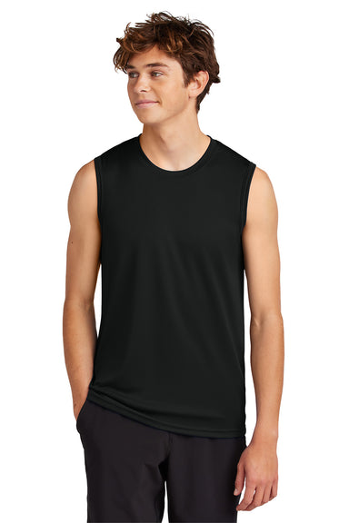 Port & Company PC380SL Mens Performance Tank Top Jet Black Model Front