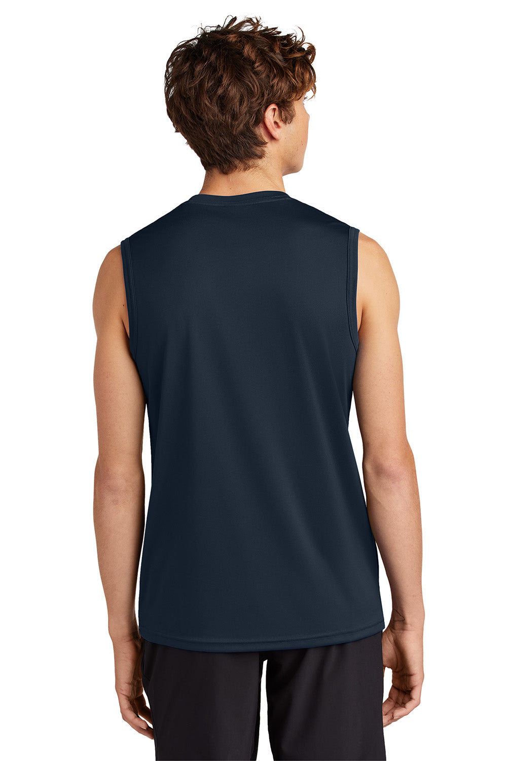 Port & Company PC380SL Mens Performance Tank Top True Navy Blue Model Back