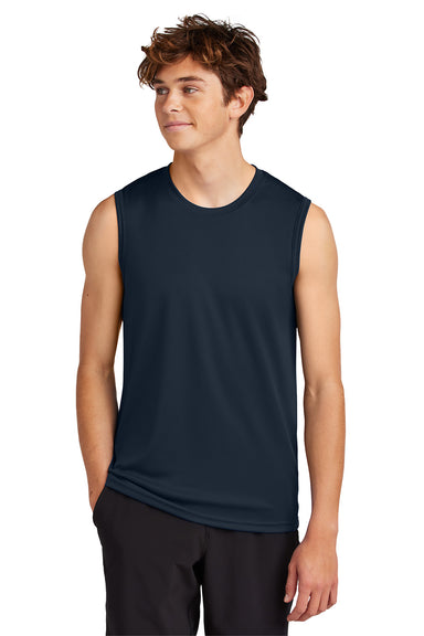 Port & Company PC380SL Mens Performance Tank Top True Navy Blue Model Front