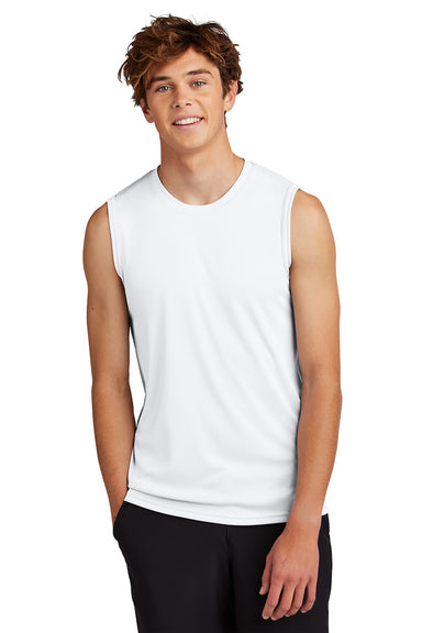 Port & Company PC380SL Mens Performance Tank Top White Model Front