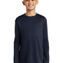 Port & Company Youth Dry Zone Performance Moisture Wicking Long Sleeve Crewneck T-Shirt - Deep Navy Blue