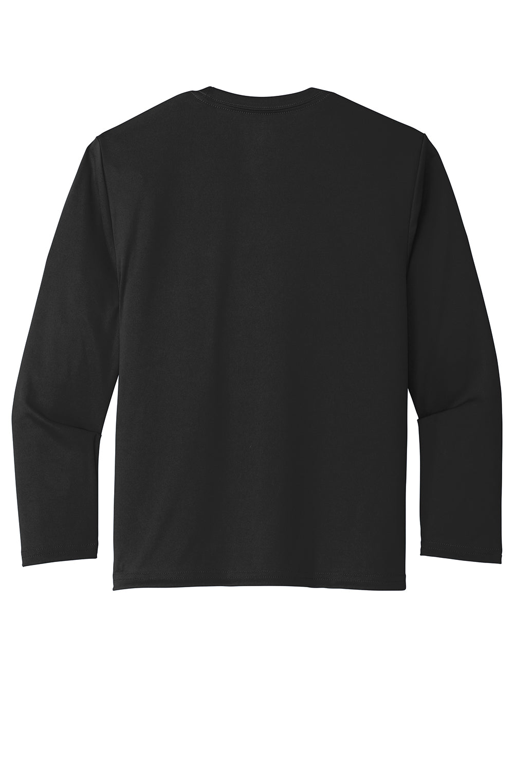 Port & Company PC380YLS Youth Dry Zone Performance Moisture Wicking Long Sleeve Crewneck T-Shirt Jet Black Flat Back