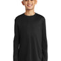 Port & Company Youth Dry Zone Performance Moisture Wicking Long Sleeve Crewneck T-Shirt - Jet Black