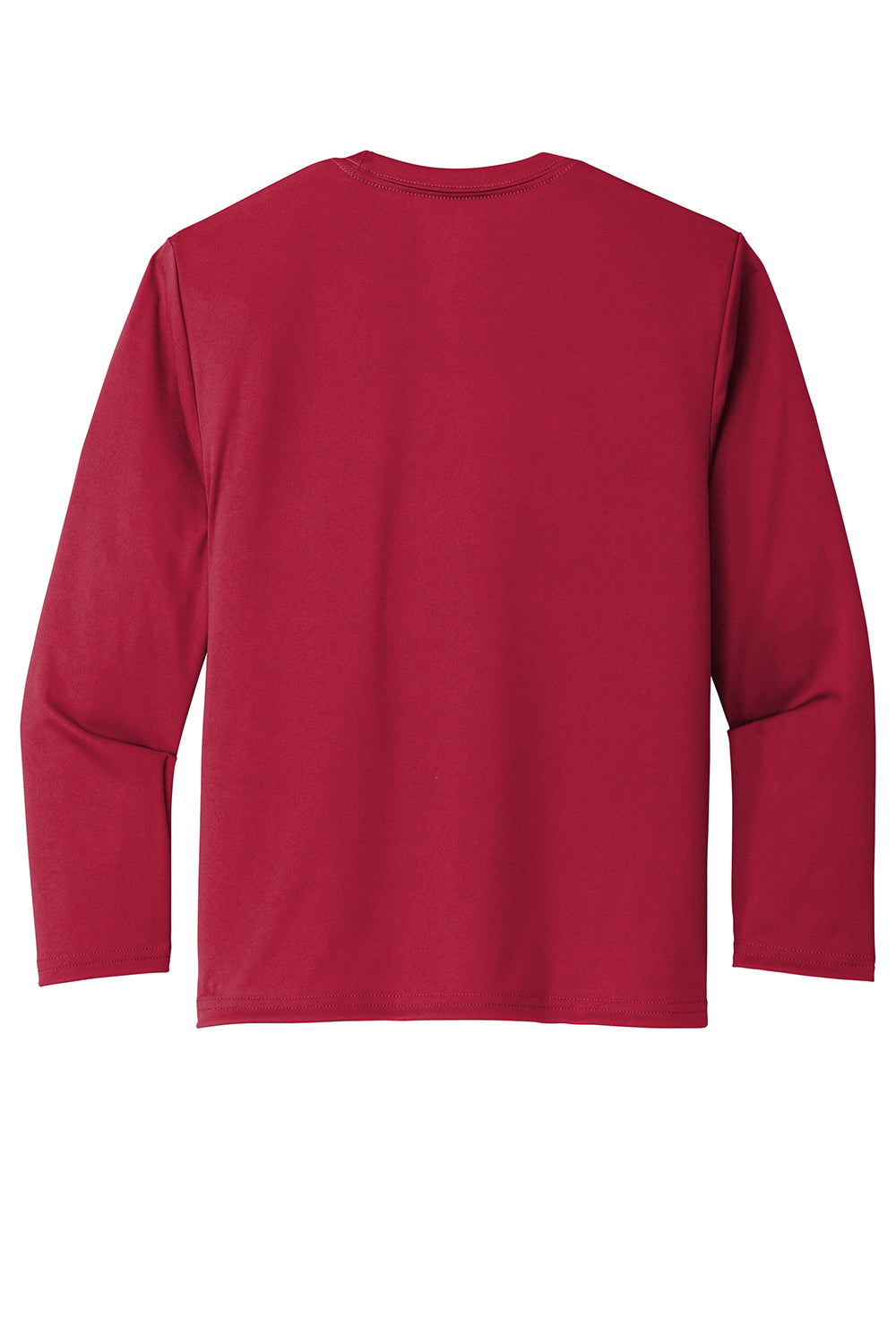 Port & Company PC380YLS Youth Dry Zone Performance Moisture Wicking Long Sleeve Crewneck T-Shirt Red Flat Back