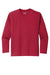 Port & Company PC380YLS Youth Dry Zone Performance Moisture Wicking Long Sleeve Crewneck T-Shirt Red Flat Front