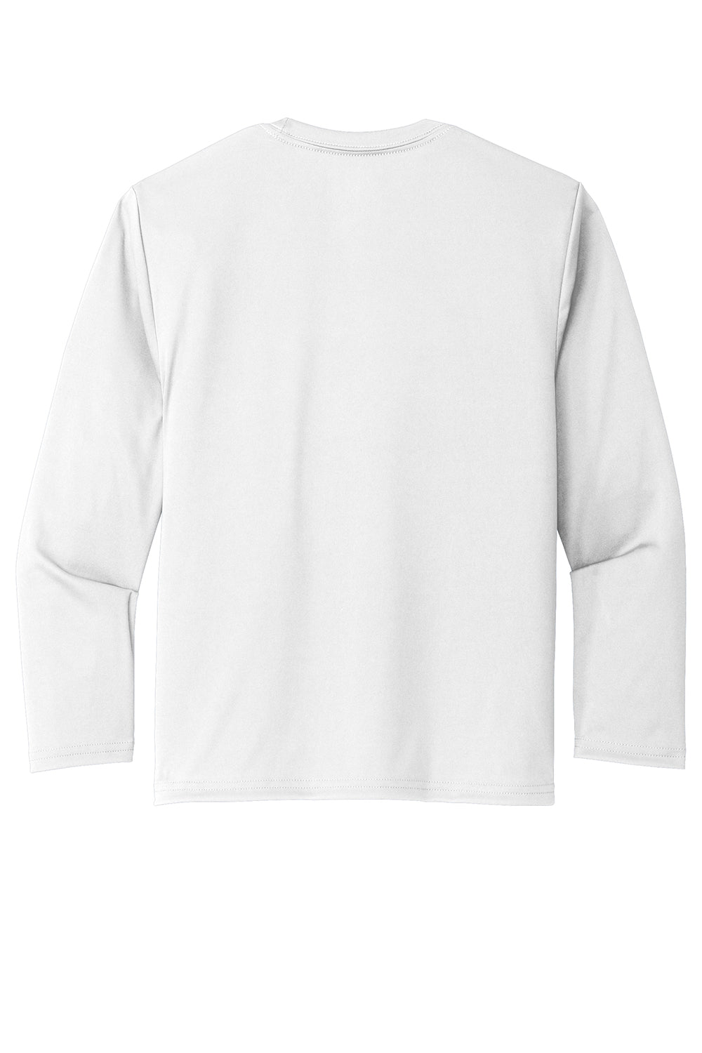 Port & Company PC380YLS Youth Dry Zone Performance Moisture Wicking Long Sleeve Crewneck T-Shirt White Flat Back