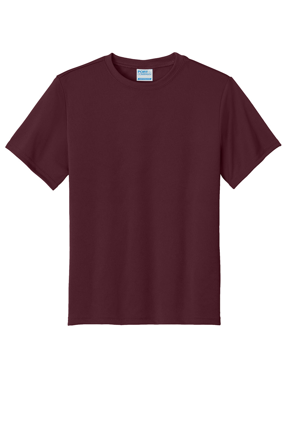 Port & Company PC380Y Youth Dry Zone Performance Moisture Wicking Short Sleeve Crewneck T-Shirt Athletic Maroon Flat Front