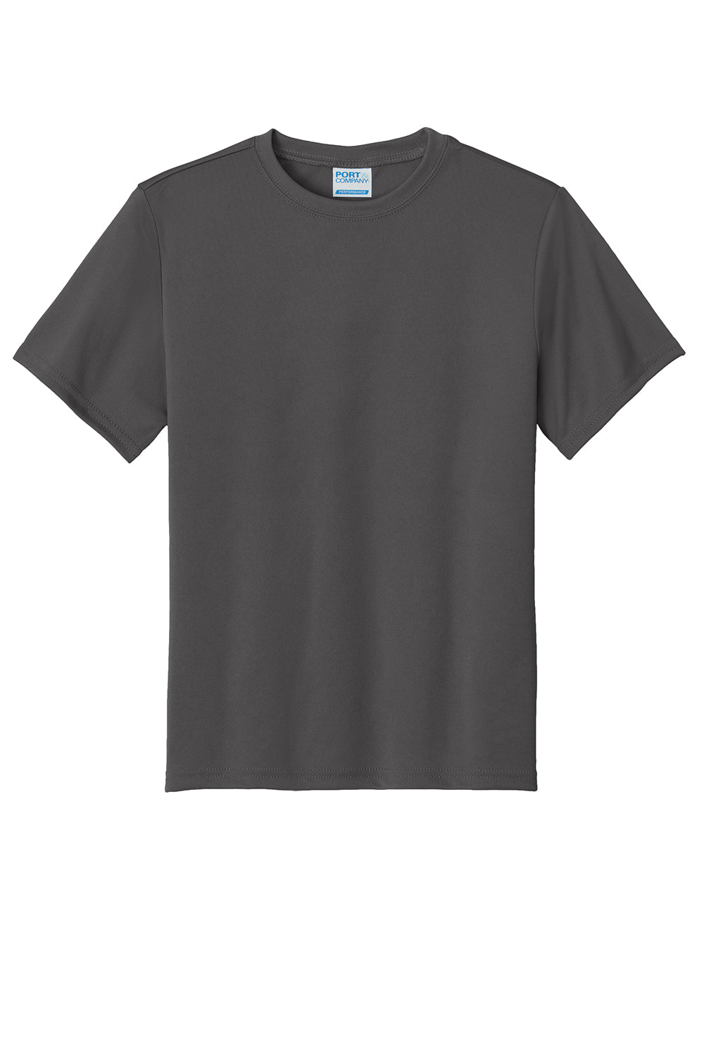 Port & Company PC380Y Youth Dry Zone Performance Moisture Wicking Short Sleeve Crewneck T-Shirt Charcoal Grey Flat Front