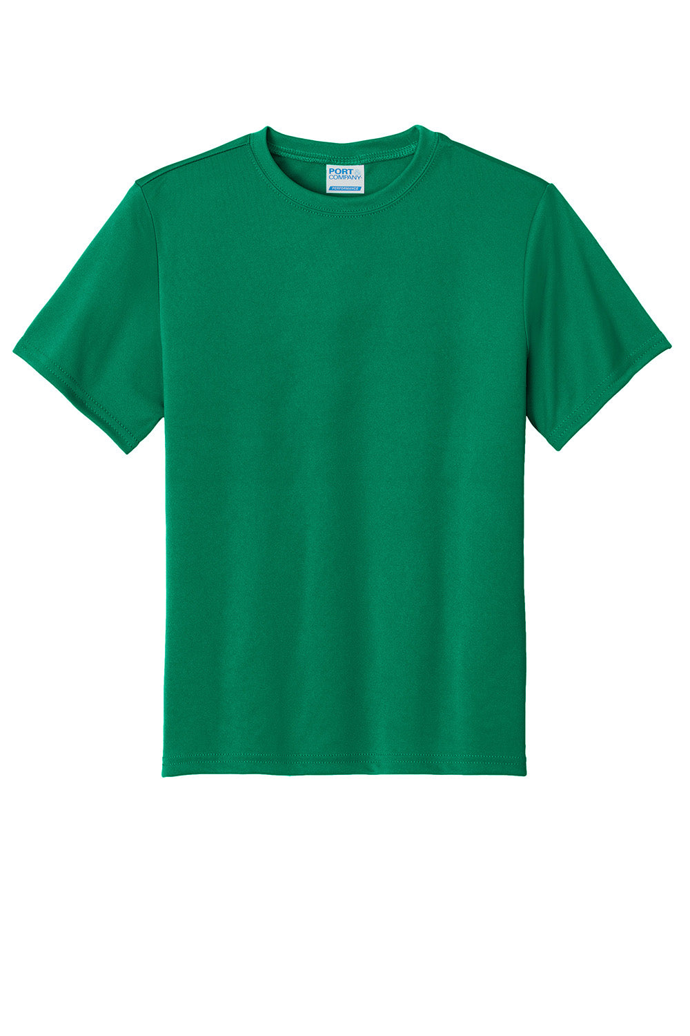 Port & Company PC380Y Youth Dry Zone Performance Moisture Wicking Short Sleeve Crewneck T-Shirt Kelly Green Flat Front