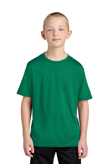 Port & Company PC380Y Youth Dry Zone Performance Moisture Wicking Short Sleeve Crewneck T-Shirt Kelly Green Model Front