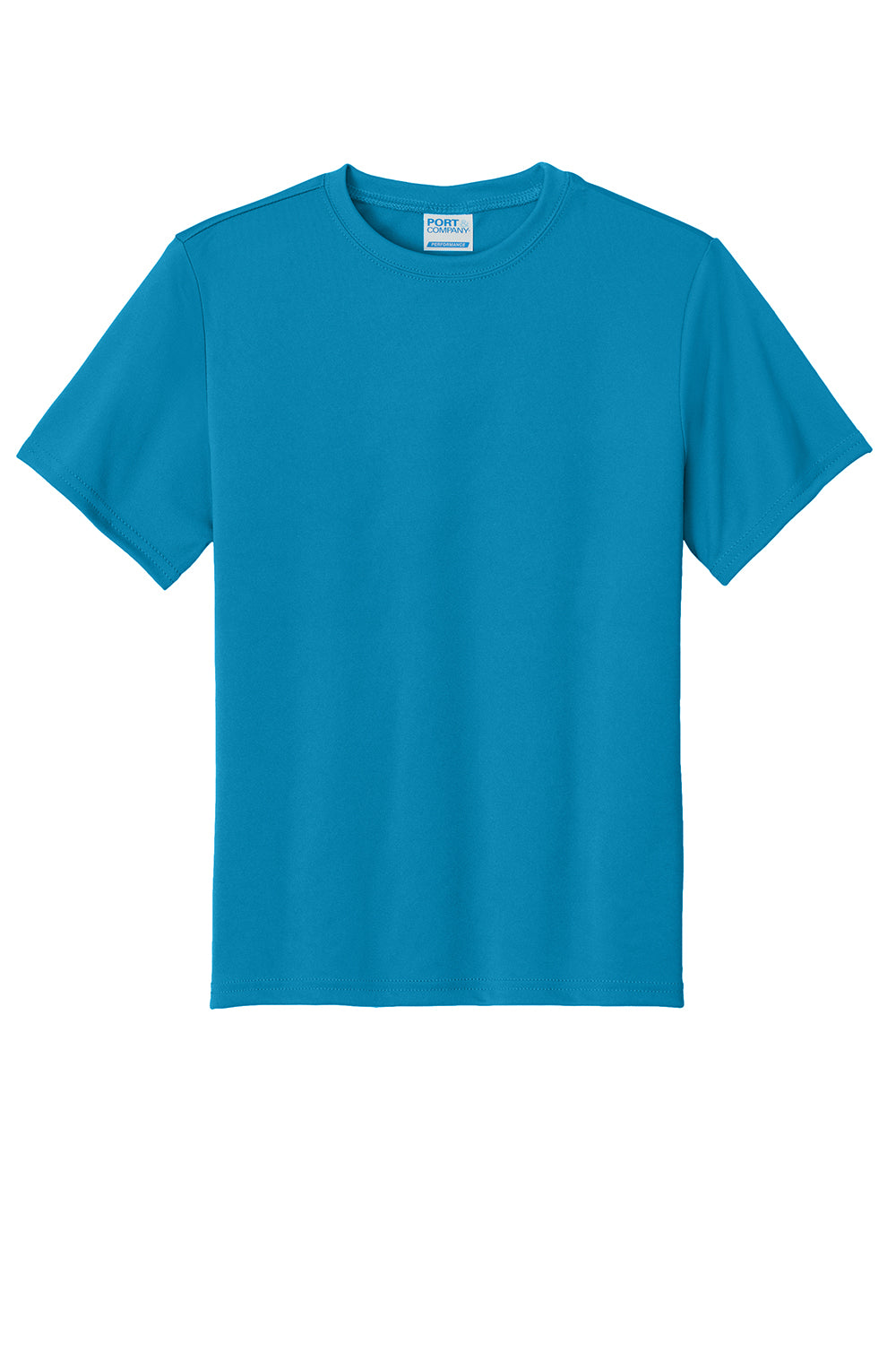 Port & Company PC380Y Youth Dry Zone Performance Moisture Wicking Short Sleeve Crewneck T-Shirt Neon Blue Flat Front