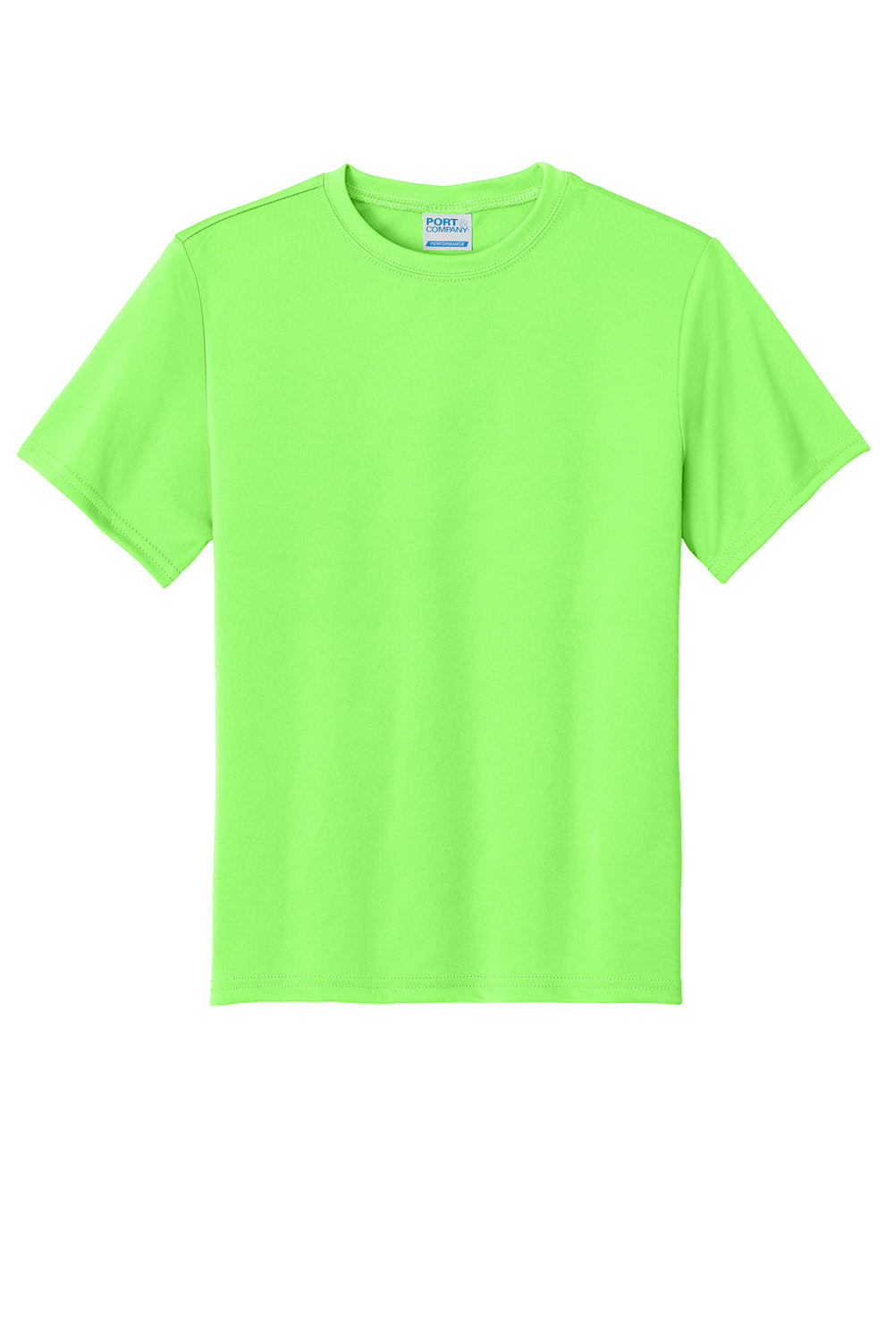 Port & Company PC380Y Youth Dry Zone Performance Moisture Wicking Short Sleeve Crewneck T-Shirt Neon Green Flat Front