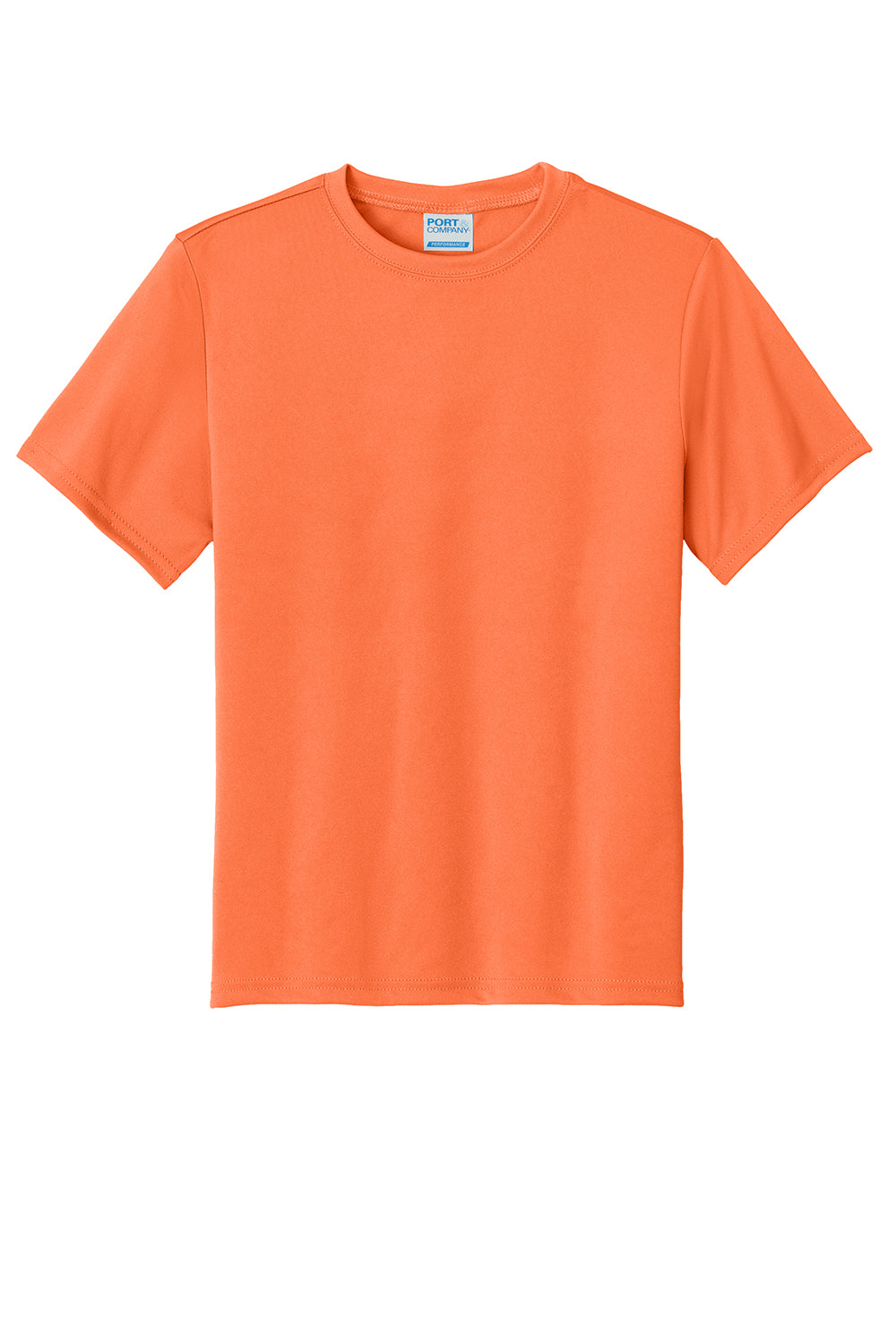 Port & Company PC380Y Youth Dry Zone Performance Moisture Wicking Short Sleeve Crewneck T-Shirt Neon Orange Flat Front