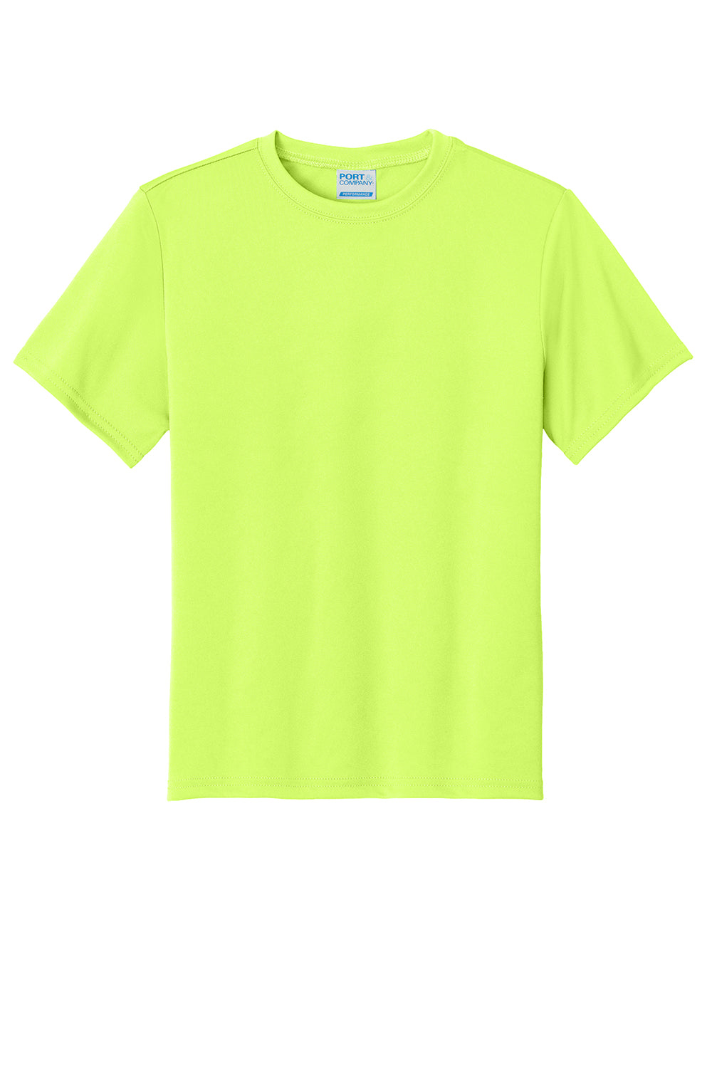 Port & Company PC380Y Youth Dry Zone Performance Moisture Wicking Short Sleeve Crewneck T-Shirt Neon Yellow Flat Front