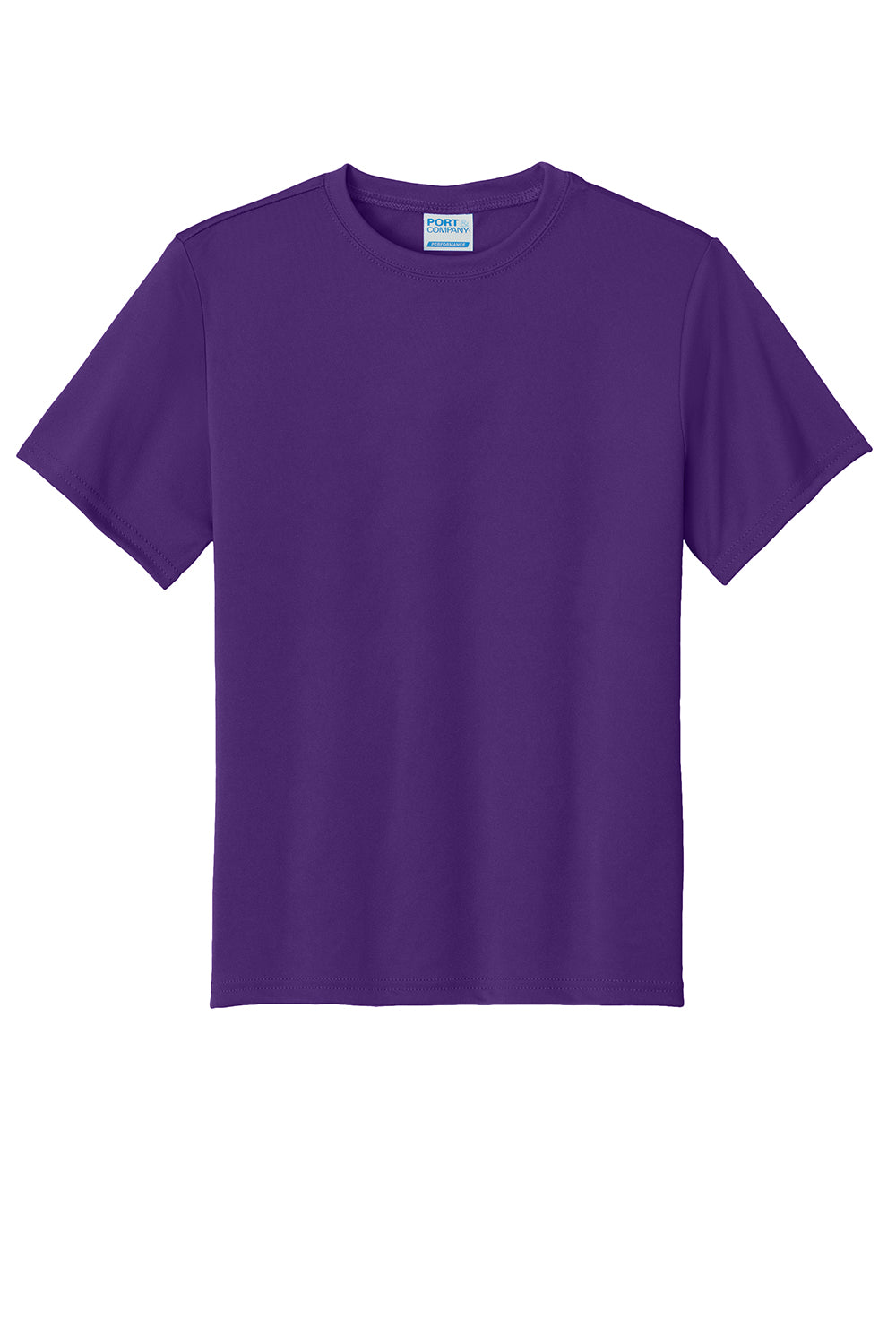 Port & Company PC380Y Youth Dry Zone Performance Moisture Wicking Short Sleeve Crewneck T-Shirt Team Purple Flat Front