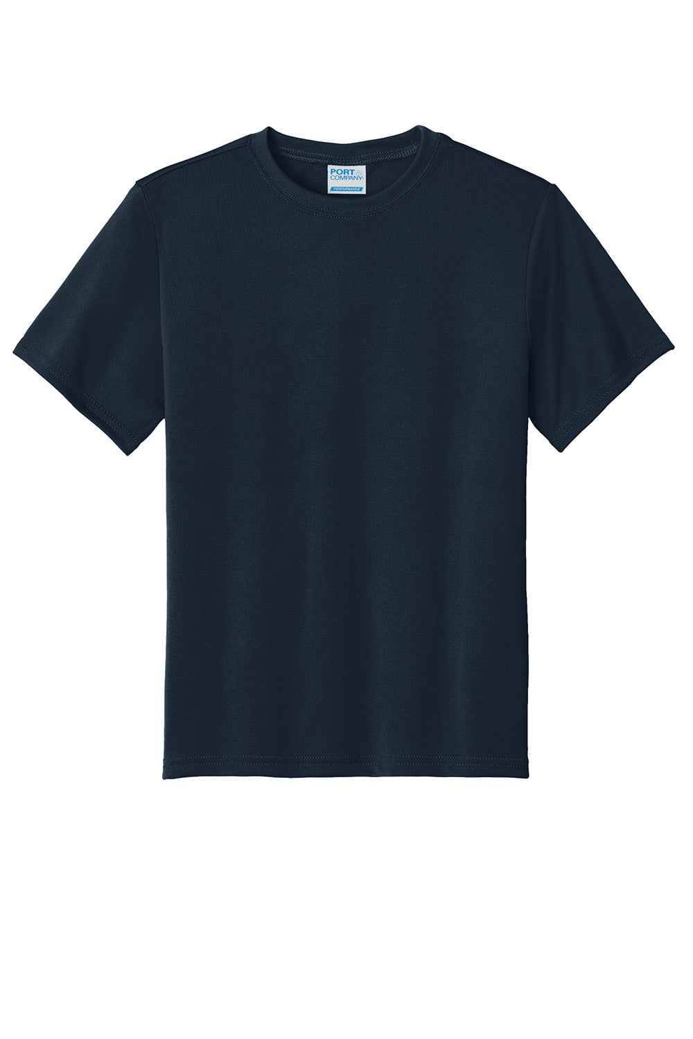 Port & Company PC380Y Youth Dry Zone Performance Moisture Wicking Short Sleeve Crewneck T-Shirt True Navy Blue Flat Front