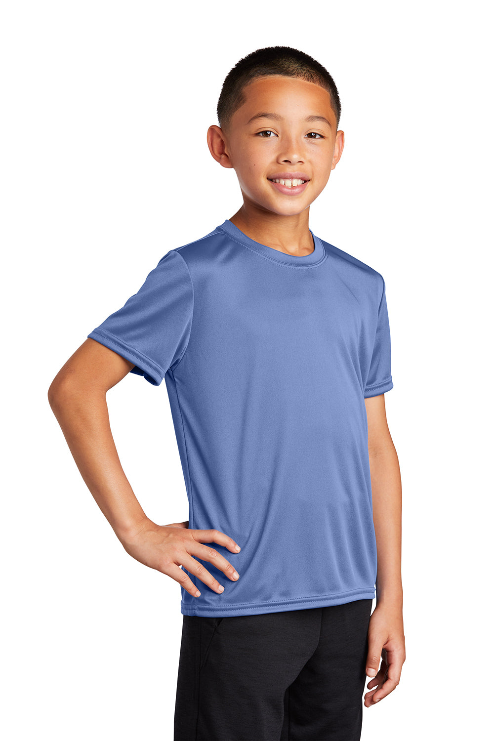 Port & Company PC380Y Youth Dry Zone Performance Moisture Wicking Short Sleeve Crewneck T-Shirt Carolina Blue Model 3q