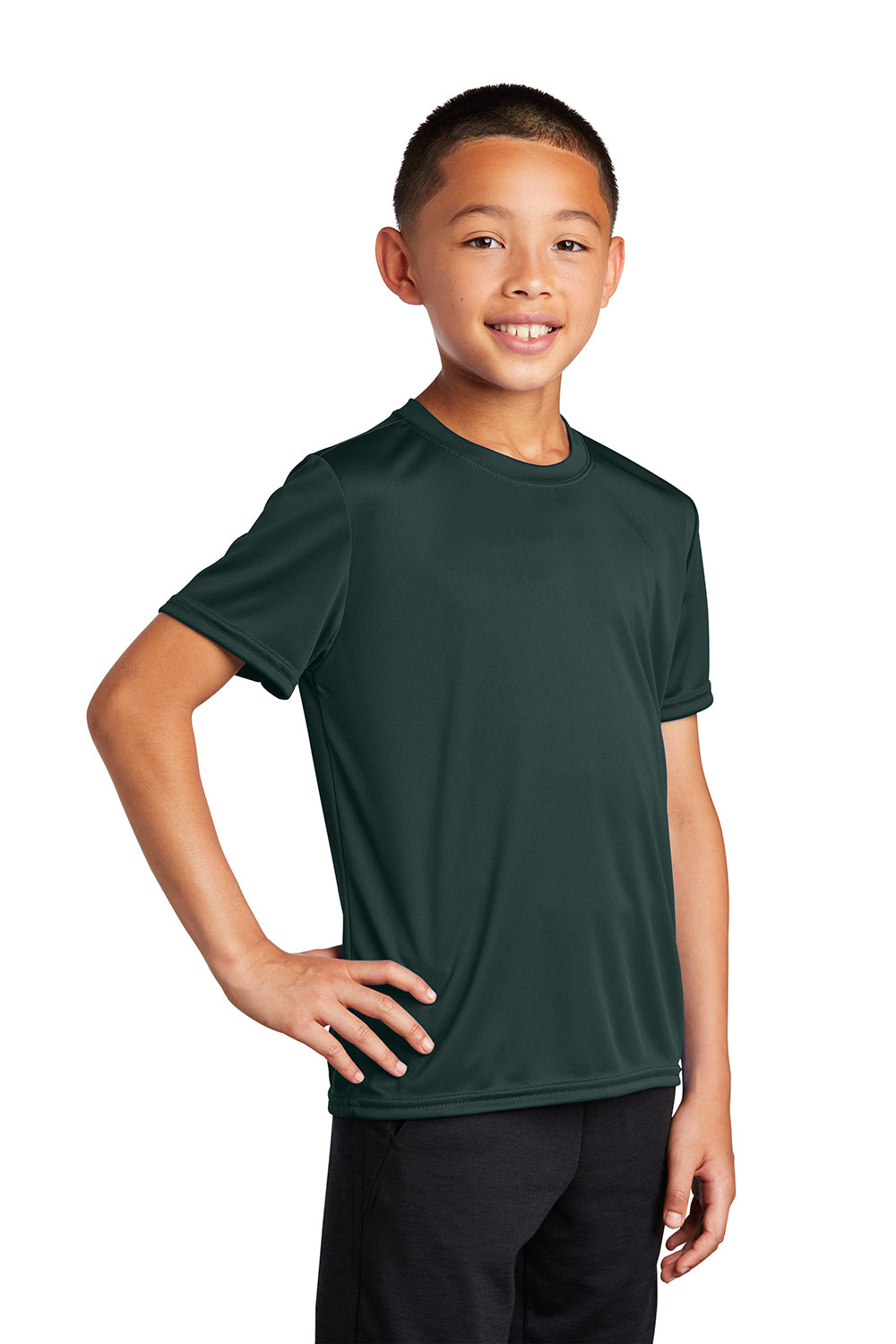 Port & Company PC380Y Youth Dry Zone Performance Moisture Wicking Short Sleeve Crewneck T-Shirt Dark Green Model 3q